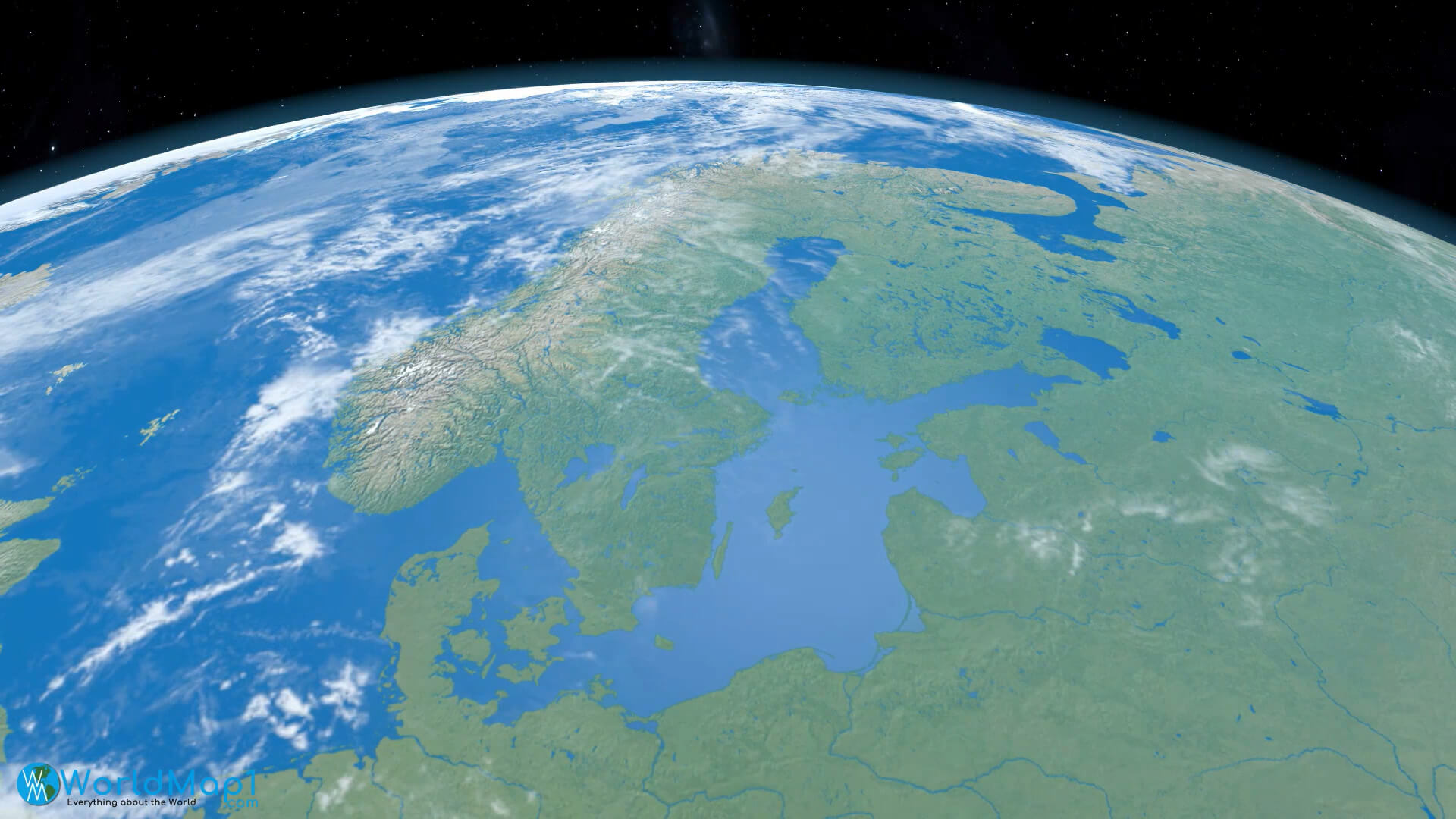 Scandinavia and Baltic Countries Satellite Map